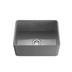 อ่างล้างจานครัวแบบติดผนังสีเทา Fireclay Farmhouse ขนาด 24 นิ้ว แบบอ่างเดี่ยว สำหรับบ้านสมัยใหม่ - Product Image 2