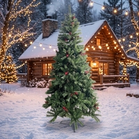 Árbol de Navidad Artificial de PVC Denso de Alta Calidad, con Agujas de Pino Mixtas, Realista, para Decoración Interior, Mesa, Chimenea y Repisa