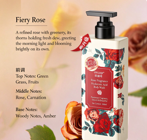 Gel douche parfumé Ouliqi Rose Ardente, hydratant, longue durée, 500ml et 2L, pour le bain et les soins corporels à domicile - Product Image 6