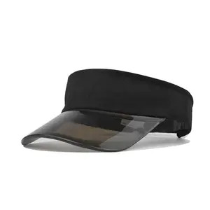 Chapéu de sol personalizado de cor sólida, proteção uv, tampa de viseira de plástico para mulheres