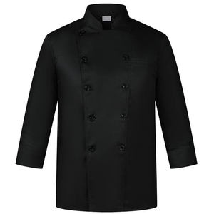 Personalizzato nero doppio petto francese italiano Sushi giapponese Chef uniforme professionale giacche da Chef intrecciate pantaloni in sgualda <span class=keywords><strong>per</strong></span> cucinare - Product Image 1