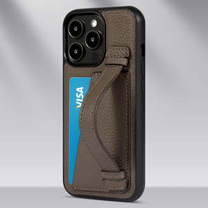 เคสโทรศัพท์มือถือแบบมีช่องใส่บัตรหนังแท้พรีเมี่ยมหรูหราออกแบบได้เองพร้อมสายคล้องสำหรับ <span class=keywords><strong>iPhone</strong></span> 16 15 14 13 12 - Product Image 1
