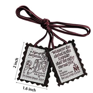 Scapulaire Marron de Notre-Dame du Mont Carmel, Scapulaire Religieux Catholique en Feutre avec Image de la Vierge Marie et Saint <span class=keywords><strong>Simon</strong></span>, <span class=keywords><strong>Collier</strong></span> Dévotionnel - Product Image 2