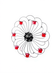 Handcrafted <b>Black</b> Iron Wall Mounted <b>Candle</b> <b>Holder</b> with Red Glass Votive Cups Decorative <b>Metal</b> wall Sconce Tealight for Home Deco - Product Image 6