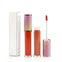 Brillo de labios personalizado, resistente al agua, tubo redondo transparente, Vegano, color Nude, Etiqueta Privada, cosméticos, lápiz labial mate