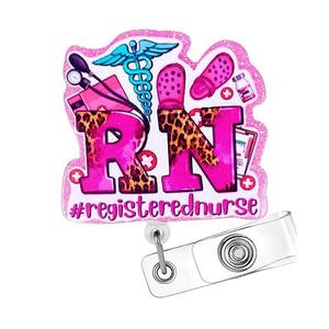 Offre Spéciale – Porte-badge rose RN BSN en ABS avec paillettes, support de carte d'identité pour infirmière, accessoires pour infirmières - Product Image 4