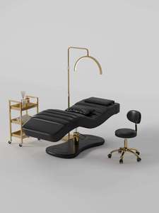 Table de massage pliable et réglable pour cils, fauteuil de spa et de salon de beauté, lit de soin facial rose incurvé, personnalisé en usine - Product Image 4