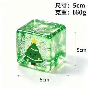Christmas Square Squeeze Cube <b>Toy</b> Santa Snowman Tree Glitter Squishy Fidget <b>Toy</b> Transparent Maltose Stress Relief Cube <b>for</b> <b>Kids</b> - Product Image 3