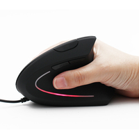 Mouse vertikal komputer kabel USB ergonomis, Mouse Gaming optik PC dengan kabel kepang Premium