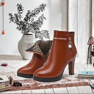 Xuanhui Wholesale New Formal <b>Work</b> Fashion Comfortable Warm Leather 9cm High Heel Ankle <b>Boots</b> Height Increasing Hard-Wearing for - Product Image 3