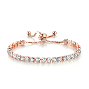 4mm Round Zircon Single Row Birthstone Rainbow Color <b>Crystal</b> Adjustable Tennis Chain <b>Bracelet</b> <b>for</b> <b>Women</b> - Product Image 1