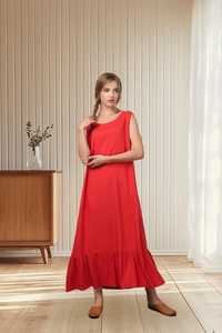 Robe maxi en coton et lin écologique faite à la main, taille plus pour femmes, coupe évasée, OEM ODM, marque privée B30 - Product Image 2