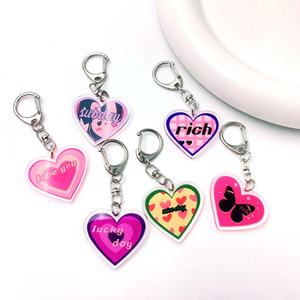 Custom Heart Shape Keychain Blank PINK Plastic Acrylic Glitter Love Key Chains Valentine's Day Gifts Red Heart Key <b>Ring</b> Charms - Product Image 5