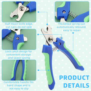 Coupe-ongles professionnel en acier inoxydable pour animaux de compagnie, tondeuse de toilettage pour chiens et chats avec protection de sécurité, matériau ABS, fonction de nettoyage facile - Product Image 3