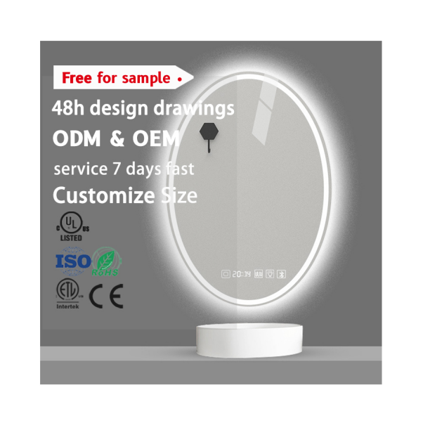 Customized Irregular Bluetooth Anti-fog Led Bathroom Smart Spiegel Touch Sensor Led Mirror Makeup Bath Mirror for Villa