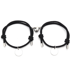 2개 맞춤형 26자 이니셜 이름 참 브레이슬릿 하트 자석 커플 팔찌 우정 연인 선물 - Product Image 5