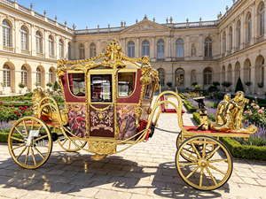 Elegante Carruaje Eléctrico Estilo Cenicienta, Nuevo Diseño, Escultura para Bodas, Transporte Especial Exclusivo con Caballos - Product Image 4