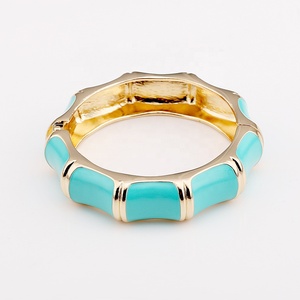 Bracelet jonc haut de gamme contrasté pour femme, style vintage, coloré, motif bambou, épais, vente en gros d'usine - Product Image 6