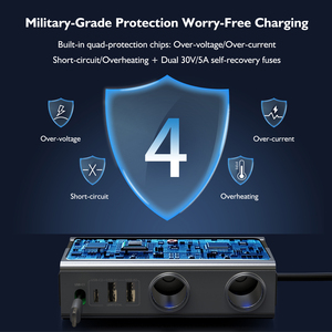 GC11S ที่ชาร์จแบตในรถ ตัวแยกไฟบุหรี่แบบ USB-C สายชาร์จเร็วแบบ PD สายเคเบิลแบบยืดหดได้ <span class=keywords><strong>9</strong></span> พอร์ต พร้อมระบบตรวจสอบแรงดันไฟฟ้า 12-24V - Product Image 4
