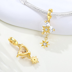 Colgante de borla con forma de corazón y estrella de ocho puntas de circonita, un accesorio de pulsera DIY sofisticado y lujoso para mujer - Product Image 5