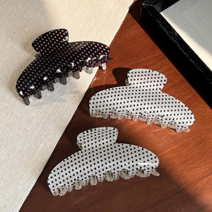 Nouvelles pinces à cheveux rétro pour femmes, noires, rouges, blanches, à petits pois, imprimées à pois, en PVC, accessoires pour queue de cheval, pinces à cheveux pour dames - Product Image 1