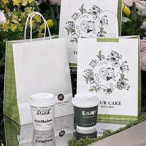 Bolsa de Papel Kraft Reutilizable Ecológica con Asa Retorcida para Comida Rápida y Café para Llevar, con Logotipo Personalizado para Promociones - Product Image 2