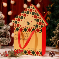 Boîte d'emballage en carton à impression personnalisée recyclable réutilisable produit de qualité supérieure ensemble de cadeaux de Noël avec sac à main, feuille d'or rose