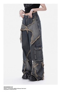 Nouveau design respirant Y2K High Street Vintage Baggy Denim Jeans Femme Heavyweight Five Pointed Hot Sale - Product Image 4