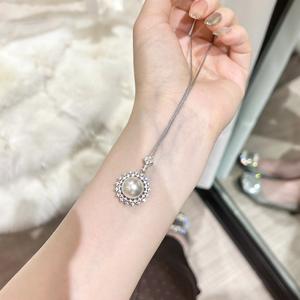 Collar de Plata de Ley S925 Lulutong con Diseño de Rejilla de Diamantes y Perla Madre, Cadena Versátil para Clavícula - Product Image 5