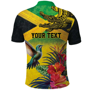 Camisetas <span class=keywords><strong>Polo</strong></span> de golf para hombre con estampado personalizado de jamaicanos para Cocodrilo, colibrí, flores tropicales, bandera Grunge, antiarrugas - Product Image 3