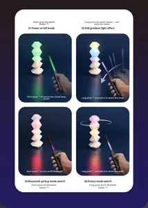 Lampe de <span class=keywords><strong>table</strong></span> populaire sur Internet pour chambre et bureau, avec haut-parleur intégré, USB, contrôle vocal, baguette magique, lumière tactile rotative - Product Image 6