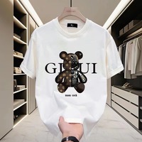 T-shirt décontracté pour homme 100% coton respirant et écologique, poids du tissu 230g, manches courtes, imprimé par transfert thermique, motif de dessin animé