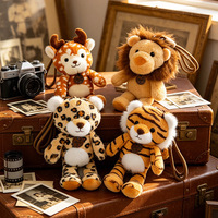 Porte-clés animal en peluche mignon (Tigre, Lion, Léopard, Cerf) – Jouet en peluche doux, breloque de sac sur le thème de la forêt – Pour la vente en gros, les détaillants de cadeaux et la revente
