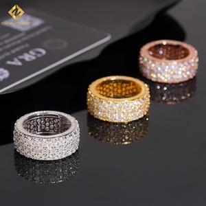 Hot Sale 3Rows Full Pave <b>Men</b> Moissanite <b>Ring</b> Pass Diamond Tester Hip Hop <b>Ring</b> Iced Out Moissnaite <b>Ring</b> - Product Image 3