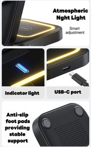 แท่น<span class=keywords><strong>ชาร์จ</strong></span>แม่เหล็ก 15W สำหรับ Apple Watch และ iPhone 12 13 14 15 <span class=keywords><strong>Pro</strong></span> Max ที่ชาร์จไร้สาย<span class=keywords><strong>แบ</strong></span>บเร็ว 3 in 1 พร้อมไฟ LED - Product Image 4