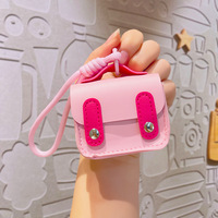 Petit sac à dos en cuir, décoration breloque, mini pochette de créateur color block pour écouteurs, monnaie et clés