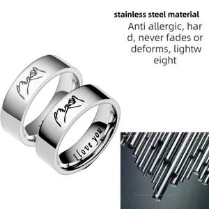 ステンレス製 クラシック プレーン ラバーズ ウェディングバンド ブラック カップル 記念日 プロミスリング ゴールドメッキ 婚約指輪 ギフト ファッション - Product Image 3