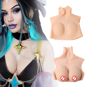 Silicone Poitrine Forme Coton Rempli Plastron Col Rond Seins Artificiels pour Crossdresser Transgenre Drag Queen Shemale - Product Image 1