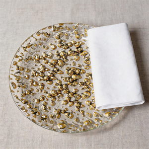 Plato de Cena de Vidrio Texturizado de Cuarzo de Lujo Estilo <span class=keywords><strong>Barroco</strong></span>, Libre de Plomo, Ecológico, con Detalles Metálicos Dorados, Transparente, para Servir Alimentos - Product Image 5