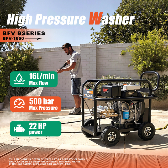 22HP Gasoline High Pressure Washer 500Bar 7250PSI 16LPM Industrial Heavy Duty Pressure Cleaner with Cast Copper Pump Head