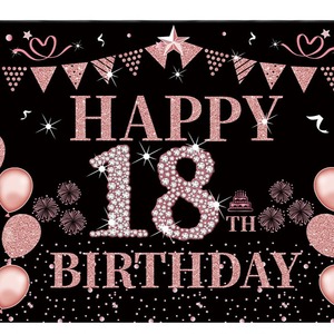Happy 40th <b>Birthday</b> Banner Black Rose Gold Party Backdrop 150cm Rectangle Polyester Fabric <b>Birthday</b> <b>Decoration</b> - Product Image 5