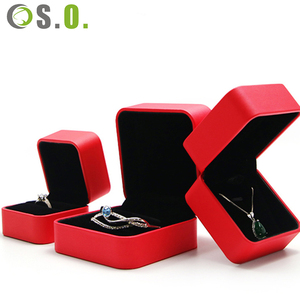 Custom logo Red Jewellery Packaging <b>Box</b> Ring Necklace Boxes Pu Leather Jewelry <b>Packing</b> Gift <b>Box</b> - Product Image 4