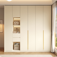 Armoire en bois massif XHA avec portes coulissantes, 5 tiroirs, 8 étagères, design moderne écologique, finition chêne, meubles de chambre à coucher