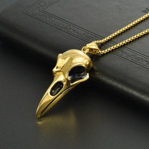 Collar con Colgante de Calavera de Cuervo Punk de la <span class=keywords><strong>Serie</strong></span> Oscura Gótica de Moda, Acero Inoxidable 316, Conservación del Color, No Pierde el Color - Product Image 2