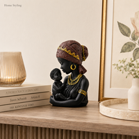 Statue africaine noire mère et enfant, décoration pour la fête des mères, décoration de salon, figurine tribale exotique en résine