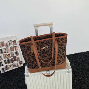 Sac à main pour femme à imprimé léopard tendance, grand sac à main en cuir PU, sac à bandoulière de haute qualité, sac fourre-tout pour femme - Product Image 5