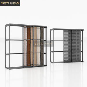 Tùy chỉnh hiện đại đẩy loại đục Bảng điều khiển hiển thị đứng kim loại trượt Kệ khả năng chịu nước cho bán lẻ hiển thị - Product Image 2