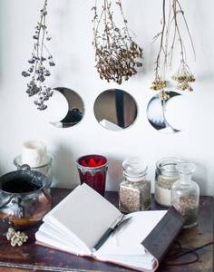 Modern Natural Wood Moon Phase <strong>Wall</strong> <strong>Mirror</strong> <strong>Set</strong> Home Decor Eco-Friendly Handmade Adjustable Durable Home Decor for All Occasions - Product Image 2