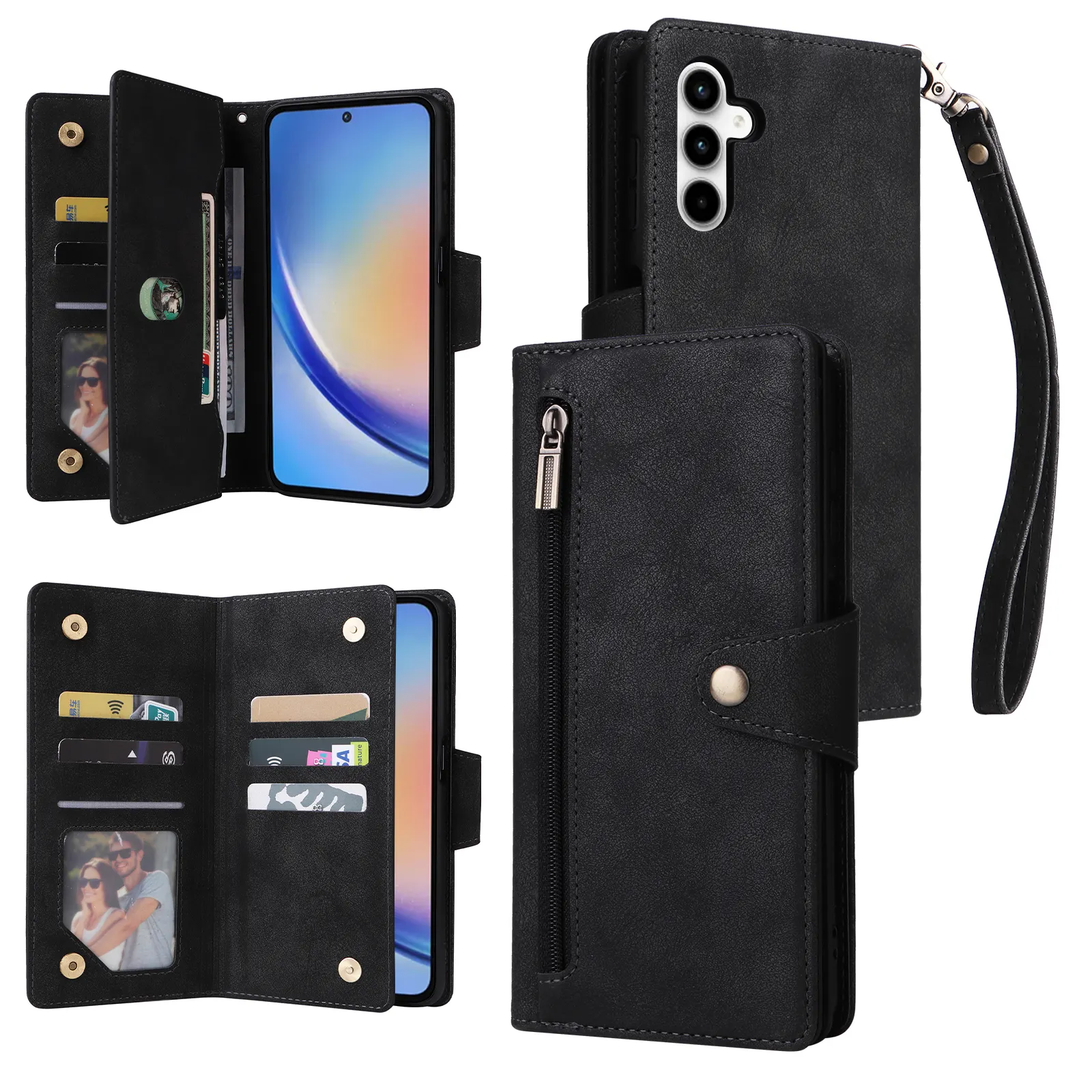 Étui de téléphone en cuir pour iPhone 15 Pro max 14 pro 13 12 étui portefeuille pour téléphone portable pour Samsung Note 10 Note 20 ultra