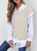 EVALESS Débardeur pull rayé style coréen pour femme, col cape, manches courtes, léger, vêtements décontractés été 2025